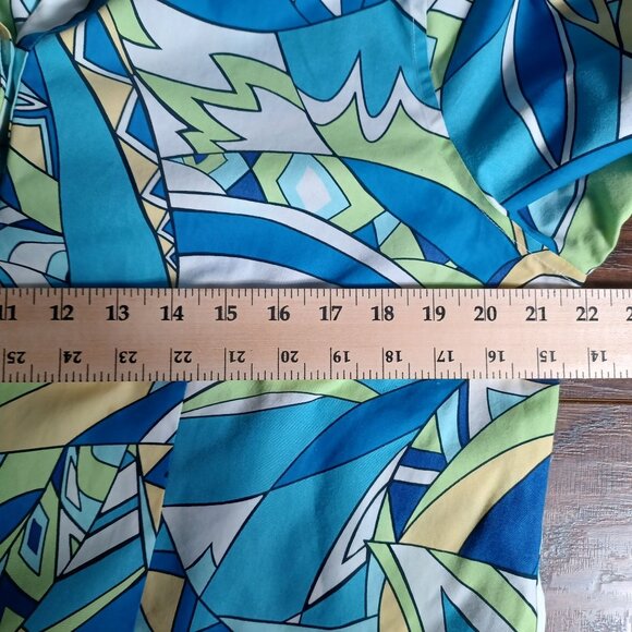 Chico's Button Up Top Womens 3 Artsy Colorful Geometric Resort Abstract Beachy - Picture 9 of 9